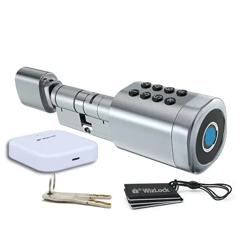 Smart-Home Tuya Bluetooth Smart-Zylinder WizElek - Smart-Zylinder aus Aluminiumlegierung mit vielseitigen Zugangsmöglichkeiten: Fingerabdruck, RFID und App-Steuerung. Ideal für moderne Sicherheit und einfache Automatisierung im Tuya-Ökosystem.