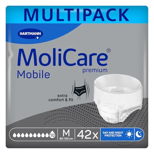 Hartmann MoliCare Premium Mobile 10 Tropfen - Sparpaket (3 x 14 Stück) - Inkontinenzhilfen für aktive Personen, mit geruchsbindendem Saugkern und bis zu 12 Stunden Auslaufschutz, atmungsaktiv für ein angenehmes Tragegefühl.