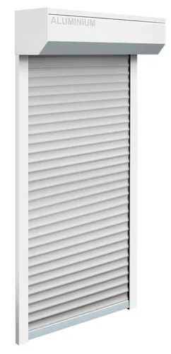 Schellenberg SB-Vorbau-Rollladen 130 x 140 cm, 45° Kasten, weiß - Fensterläden mit 45° Kasten, ideal für effektiven Sonnenschutz und optimale Privatsphäre in jedem Raum.