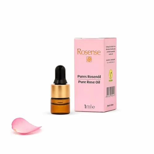 Rosense Rosenöl – 100% naturreines ätherisches Rosenöl für die Hautpflege – 1 ml - Erleben Sie die Kraft der Damaskus-Rose! Dieses hochwertige Rosenöl verleiht Ihrer Haut ein frisches Gefühl und unterstützt die tägliche Pflege. Ideal für entspannende Momente – einfach ins Badewasser geben und genießen!
