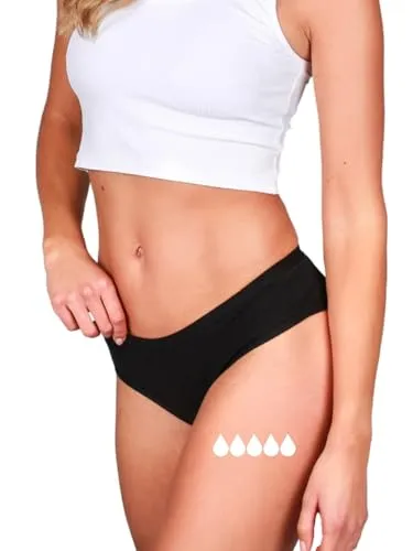 Taynie Classic extra stark Periodenunterwäsche Starke Blutung - Periodenwäsche - Menstruationsunterwäsche - ersetzt 3,5 Tampons, Periodenslip Tragedauer bis 12 Std., waschbar bis 60°C (34, Schwarz)