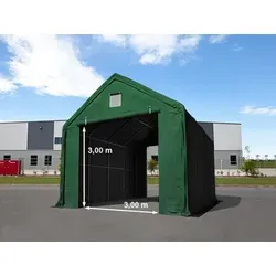 TOOLPORT Everest 4x8m Zelthalle - Dunkelgrün mit Statik für Betonuntergrund - Robuste 4x8m Zelthalle in dunkelgrün, ideal für Lagerung und Montagearbeiten. Die hochwertige PVC-Plane ist wetterfest und langlebig, bietet viel Platz und Flexibilität. Perfekt für professionelle Anwendungen im Garten und Gewerbe.