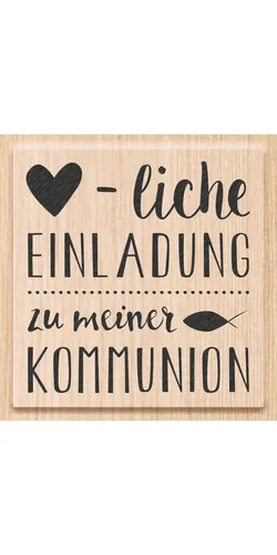 Heyda Stempel Herzliche Einladung Kommunion 5,5x6cm Holz Handlettering