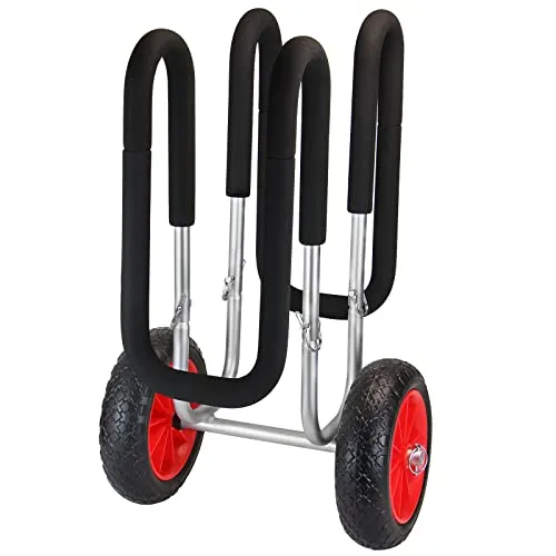 ALPIDEX SUP Transportwagen für Stand Up Paddle Boards - Stand-Up Paddling Trolley mit breiten Reifen (Ø 25 cm) für einfachen Transport, ideal für Strandbesuche. Leichte Aluminiumkonstruktion mit Schaumstoffpolsterung schützt Ihr Board.