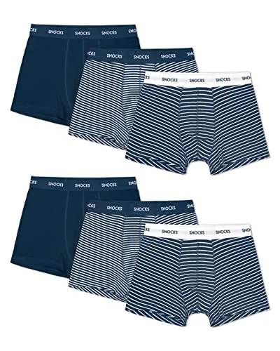 SNOCKS Boxershorts Enge Pants Herren Unterhose mit Streifen (6-St) aus Bio-Baumwolle - Herrenunterhosen aus 95% Bio-Baumwolle für druckfreien Komfort und Nachhaltigkeit, ideal für den täglichen Gebrauch.