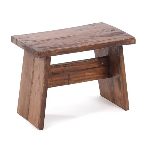 DESIGN DELIGHTS Rustikales Sitzbänkchen Schemel 40" aus Mahagoni - Stilvolle Hocker, handgefertigt aus massivem Recyclingholz, bringt rustikalen Charme und ist vielseitig als Dekohocker oder Trittleiter einsetzbar.