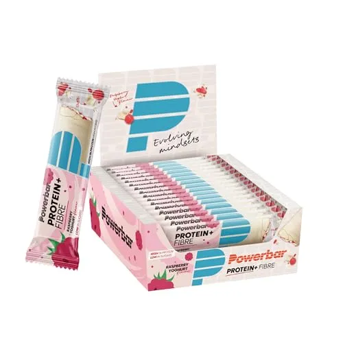 Powerbar Protein Plus Fibre Riegel - Himbeer-Joghurt - Proteinriegel mit 35g, ballaststoffreich und zuckerarm, ideal für Snacks zwischen den Mahlzeiten oder nach dem Training.