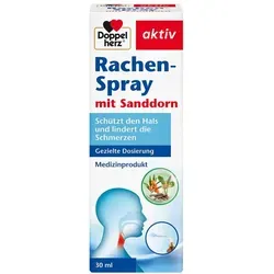 Doppelherz Rachen-spray mit Sanddorn - Arzneimittel zur Linderung von Halsschmerzen, bildet einen schützenden Film gegen Krankheitserreger und reizende Stoffe, ideal bei Erkältungssymptomen.