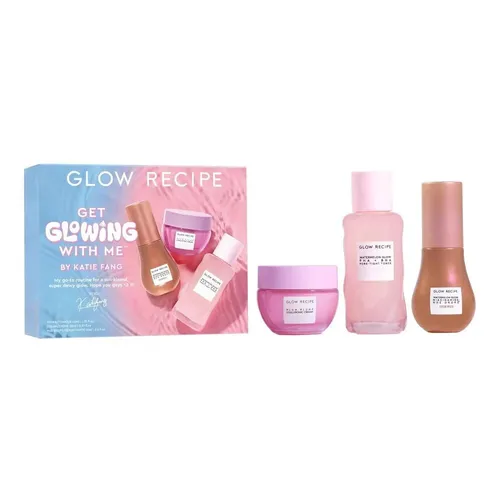 Glow Recipe Set Get Glowing With Me - Hautpflegeset von Katie Fang - Hautpflegesets & -kits in Reisegröße mit feuchtigkeitsspendendem Gesichtswasser, Hyaluronsäure-Creme und getöntem Serum für einen strahlenden Teint und jugendliches Aussehen.