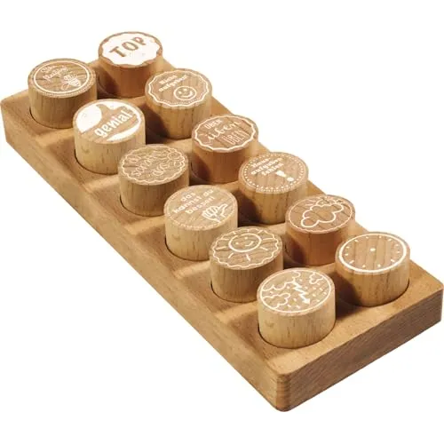 COLOP WOODIES Stempel-Set "Lehrer-Motiv" - Stempel-Set für Lehrer, kreative Gestaltung von Unterrichtsmaterialien und Belohnungen, ideal für den Einsatz im Klassenzimmer.