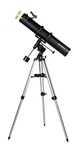 Bresser Galaxia 114/900 EQ Spiegelteleskop - Einsteigerfreundlich - Teleskop mit 114 mm Öffnung und 900 mm Brennweite, ideal für Einsteiger. Mit Smartphone Kamera-Adapter für beeindruckende Himmelsfotografie und professioneller äquatorialer Montierung.