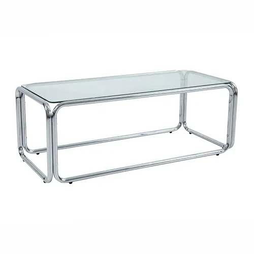 Oviala Rechteckiger Couchtisch, Länge 110 cm, aus Metall und Hartglas, transparent