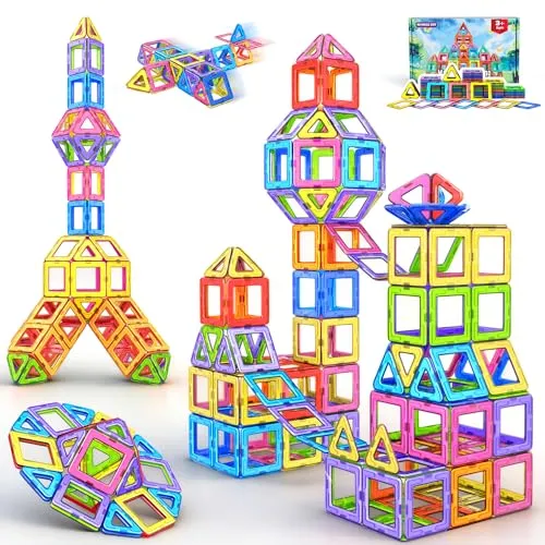COOLJOY Magnetische Bausteine 40 Teile - Kreatives Magnetspielzeug für Kinder ab 3 Jahren: 40 bunte Bausteine fördern spielerisch Vorstellungskraft und Koordination. Sicheres, langlebiges Material und einfache Aufbewahrung für grenzenlosen Spielspaß.