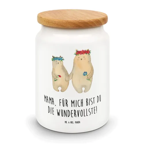Vorratsdose Bären mit Blumenkranz - Geschenk Geschenk Mama. Muttertag Papa