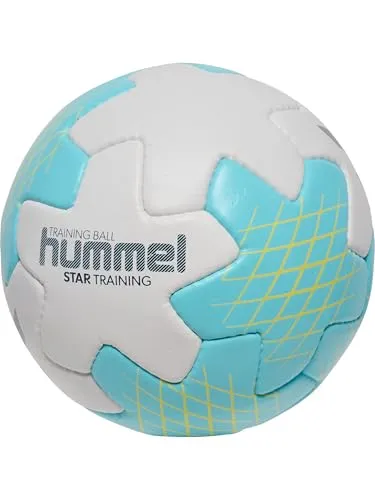 hummel hmlSTAR Training HB - Off White/Light Blue/Yellow - Handball mit strukturiertem Obermaterial für optimale Kontrolle und präzise Flugbahn, ideal für Training und Wettkampf.