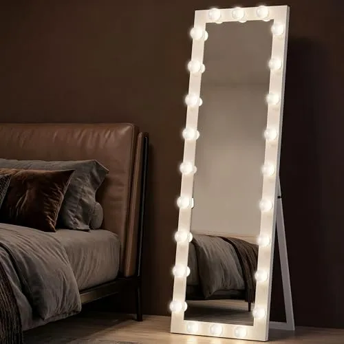 HOMCOM LED Ganzkörperspiegel 150 x 40 cm mit Touch-Schalter - Eleganter Standspiegel mit dimmbarer Beleuchtung in 3 Lichtfarben. Ideal für Schlafzimmer oder Ankleidezimmer, bietet er eine klare Sicht und flexible Nutzungsmöglichkeiten.