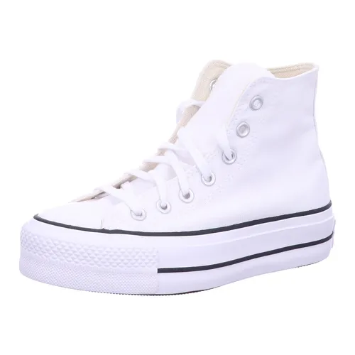 Converse CHUCK TAYLOR ALL STAR PLATFORM CANVAS Sneaker - Sneaker in Größe 36, weißes Textil-Obermaterial, sportlicher Stil mit leicht profiliertem Gummi-Laufsohlenprofil für optimalen Komfort und Style.