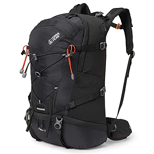 Terra Peak Wanderrucksack Flex 40, 40L mit YKK Reißverschluss - Wanderrucksack mit Halterung für Trinksystem, wasserabweisend und ideal für ausgedehnte Wanderungen. Inklusive gepolstertem Laptopfach für 15,6 Zoll und integrierter Notsignalpfeife.
