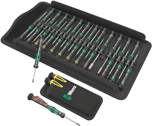 Wera Kraftform Micro Big Pack 2 - 29-teiliges Elektronik-Schraubendreher-Set - Schraubendreher-Set in robuster Rolltasche, ideal für präzise Arbeiten. Ergonomischer Griff und passgenaue Black Point-Spitze für hohen Komfort und Langlebigkeit.