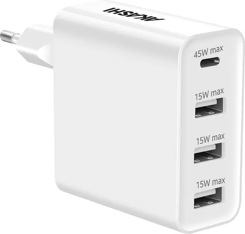 Akashi altacpd31usb45w Mehrfach-Ladegerät white wall 6a 45w usb-c 3xusb fast charging