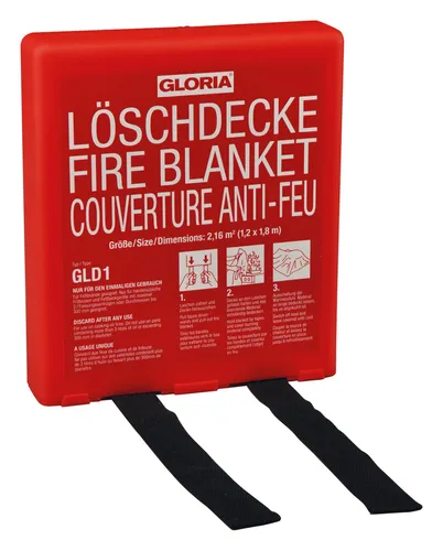 GLORIA Feuerlöschdecke GLD1 - 120x180 cm, ideal für Küchenbrände und schnelle Handhabung in stabiler Box