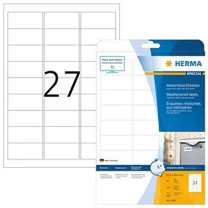 HERMA 4864 Wetterfeste Folienetiketten - 270 selbstklebende Etiketten, matt, ideal für Innen- und Außenbereich in Foto-Qualität