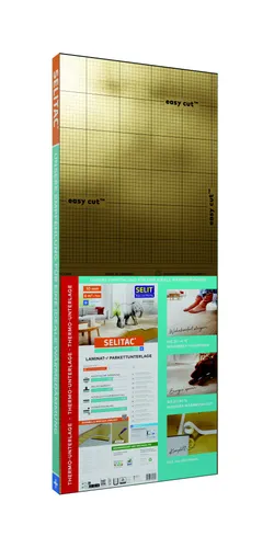 Selitac Parkett- und Laminatunterlage pro+ 10 mm mit Tape - Hochwertige 10 mm Unterlage für Parkett und Laminat, ideal zur Schall- und Wärmedämmung. Inklusive Tape für eine einfache Verlegung. Perfekt für einen stabilen Boden.