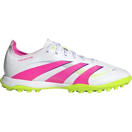 adidas PREDATOR LEAGUE TF Fußballschuhe Herren – Größe 45 1/3 in ftwr white-lucid pink-lucid lemon - Hochwertige Fußballschuhe der Predator-Kollektion mit innovativem Hybridfeel-Obermaterial für optimalen Ballkontakt und präzise Kontrolle auf dem Platz.
