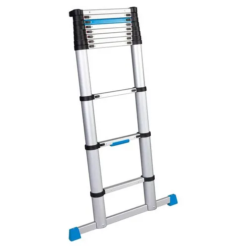 Teleskopleiter 11 Sprossen - Kompakte Aluminium-Leiter - Leitern - Leicht und platzsparend, ideal für Innen- und Außeneinsatz mit komfortabler Soft-Close-Technologie für sicheres Einfahren.