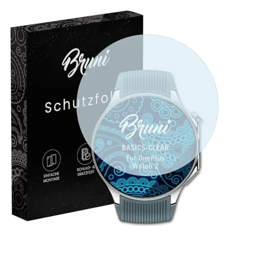 Bruni Schutzfolie kompatibel mit OnePlus Watch 2 Folie, glasklare Displayschutzfolie (2X)
