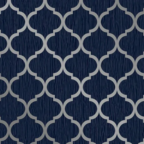 Kristall Spalier Geometrisch Glitzer Metallisch Tapete Von Debona Blau/Silber