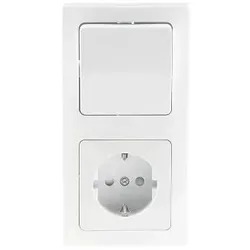 Delphi Steckdose mit Lichtschalter – Elegantes Design - Funktionale Steckdose mit integriertem Lichtschalter, ideal für schnelle Montage ohne Schrauben. Hochglänzende Oberfläche und vielseitig einsetzbar – perfekt für Elektriker und Masseneinbau.