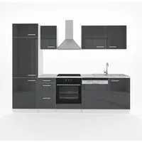 Vicco Küchenzeile 270 cm - Hochglanz Anthrazit - Küchenzeilen mit erstklassiger Verarbeitung, kratzerresistenter Oberfläche und pflegeleichtem Design für moderne Küchen.