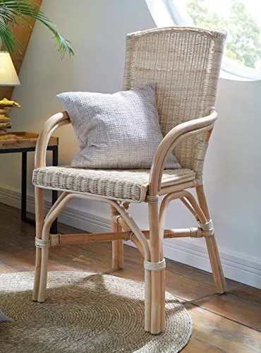 Dekoleidenschaft Rattanstuhl - Natur lackierter Korbsessel - Rattanstühle in 4 Varianten, ideal für Wintergarten und Balkon. Zeitloses Design mit komfortabler Sitzhöhe, perfekt für Senioren und entspannte Stunden.