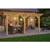 Terrassenüberdachung SKAN HOLZ Siena 434x250 cm natur - Markisen & Terrassenüberdachungen, hochwertige Holzüberdachung für zusätzlichen Wetterschutz und gemütliche Stunden im Freien.