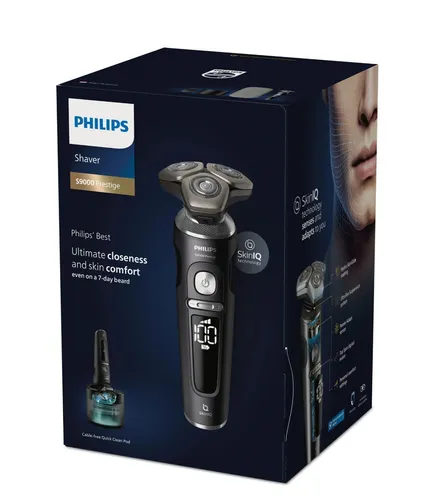 Philips Shaver S9000 Prestige SP9840/32 - Folienrasierer für Herren, Anpassung der Geschwindigkeit an Bartdichte und mit Präzisionstrimmer für perfekte Pflege