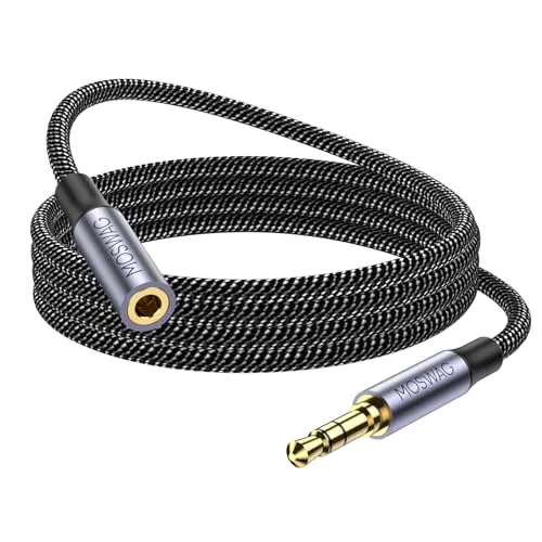 MOSWAG 3.5mm Klinke Verlängerung 1M Nylon, Aux Stereo Audio Verlängerungskabel mit Vergoldetem Stecker Kompatibel mit Handy Kopfhörer Auto