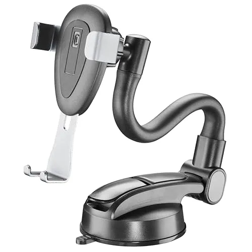 Cellularline | Slide Flexy - Universal | Smartphone-Halterung im Auto mit Saugnapf und flexiblem Arm für Armaturenbrett oder Glas - Maximaler Grip und Stabilität beim Fahren - Schwarz