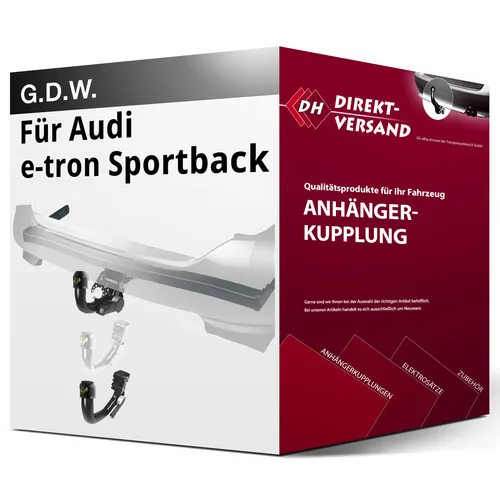 G.D.W. Abnehmbare Anhängekupplung für Audi Q8 SUV e-tron - Anhängerkupplung abnehmbar, 1800 kg Anhängelast, keine Eintragung in Fahrzeugpapiere notwendig – ideal für Audi Q8 e-tron ab 11.2022.