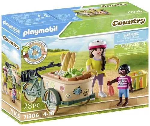 PLAYMOBIL Country 71306 Lastenfahrrad - 28-teiliges kreatives Spielset für sicheres Einkaufen, mit Figuren und Zubehör für Kinder ab 4 Jahren