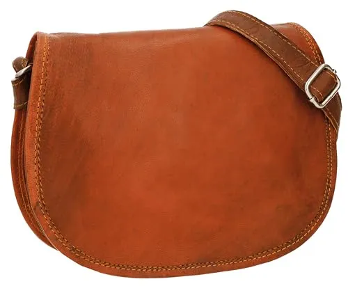 Gusti Leder Umhängetasche – Holly Damen Handtasche aus echtem Ziegenleder in Braun, Vintage-Look, vegetabil gegerbt, Magnetverschluss, passend für 7,9"-Geräte, ideal für Alltag & Freizeit
