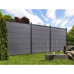 TraumGarten Grau XL Sichtschutzzaun WPC Zaunfeld Set - Anthrazit, Pflegeleicht und Wetterfest - Gestalte deinen Garten mit dem TraumGarten Sichtschutzzaun SYSTEM WPC XL Set in Anthrazit. Pflegeleicht, witterungsbeständig und modular, perfekt für individuelle Lösungen im Außenbereich.