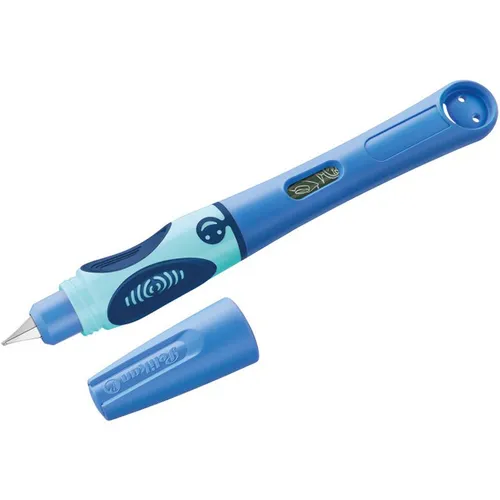 Pelikan griffix Patronenfüller blau A - Ergonomischer Füller für Anfänger, ideal für Linkshänder mit gleitfähiger Edelstahl-Feder und großer Tintenpatrone
