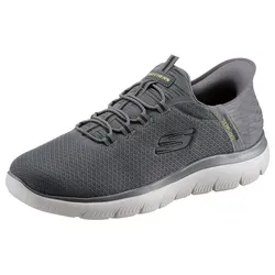 Skechers Herren-Sneaker SKECHERS SLIP-INS SUMMITS H Grau - Sportlicher Sneaker mit Hands Free Slip-ins™-Technologie für einfaches Anziehen, atmungsaktivem Mesh-Obermaterial und veganen Materialien – ideal für den täglichen Gebrauch.