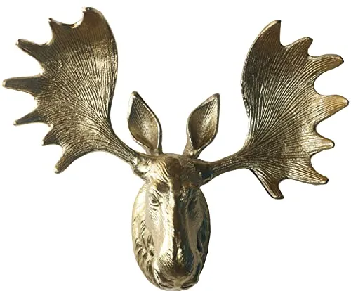 Artra Design GmbH Deko Geweih Elchkopf 'Gold' M - Wandskulpturen - Hochwertige Wandfigur aus Aluminium in edlem Gold, perfekt für festliche Weihnachtsdekoration und stilvolle Akzente.