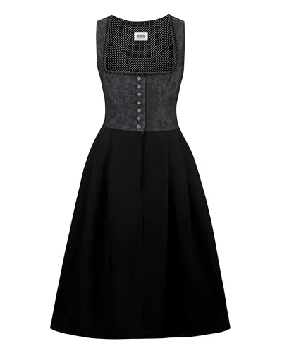 Stockerpoint Damen Dakota Midi Dirndl, schwarz, 40 - Freizeitkleider für Damen, elegantes Design mit geradem Ausschnitt, ideal für besondere Anlässe und festliche Veranstaltungen.