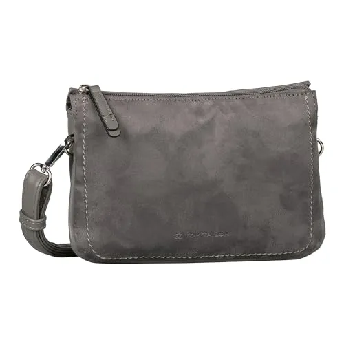 TOM TAILOR Lorella Damen Umhängetasche - Grau - Stylische Crossbody Bag aus weichem Suede-Imitat, ideal für lässige Outfits. Mit abnehmbarem Schulterriemen und mehreren Fächern für optimale Organisation.