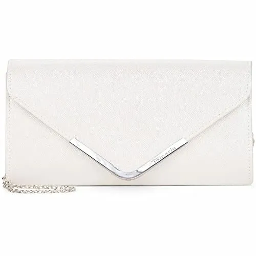 Tamaris Clutch TAS Amalia für Damen, white 300 - Elegante Clutch aus Synthetik mit Magnetdruckknopf-Verschluss, ideal für besondere Anlässe. One Size, mit praktischem Innensteckfach und Umhängeriemen.