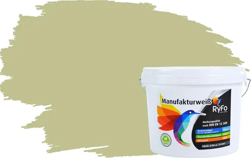 RyFo Colors Wand- und Deckenfarbe Manufakturweiß Grüntöne, 1 L für ca. 8 m² - Die RyFo Colors Manufakturweiß Grüntöne sind emissionsminimierte Premium-Dispersionsfarbe für stilvolle Akzente in Innenräumen. Sie überzeugt durch hohe Deckkraft, brillante Farben und ist wirtschaftlich im Verbrauch.