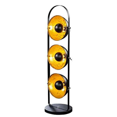 Design Stehlampe STUDIO - Schwarz Gold mit 3 beweglichen Lampenschirmen - Standleuchten & Deckenfluter im minimalistischen Retrodesign mit beweglichen Schirmen für individuelles Lichtkonzept. Veredeln Sie Ihre Wohnräume mit dieser eleganten Stehleuchte in edler Blattgold Optik.